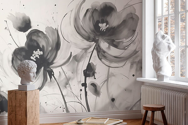 Peinture de fleurs sur une surface blanche Peinture de fleurs sur une surface blanche