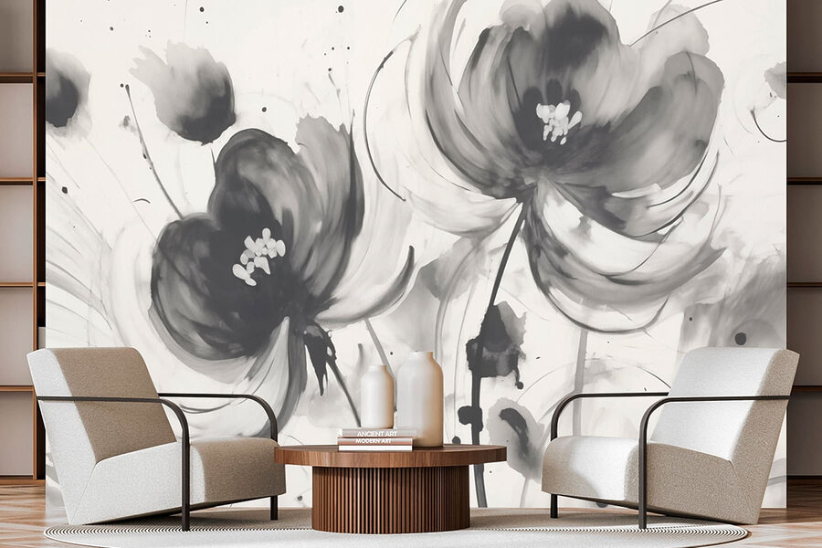 Peinture de fleurs sur une surface blanche Peinture de fleurs sur une surface blanche