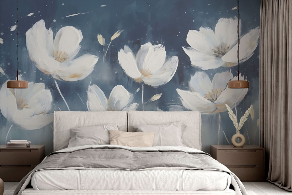 Painting of white flowers Painting of white flowers