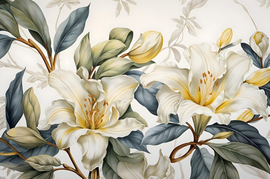 Fleurs délicates au milieu d'une verdure luxuriante