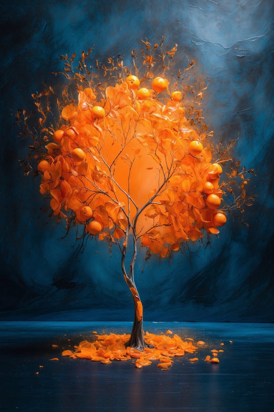 Arbre avec des oranges au milieu