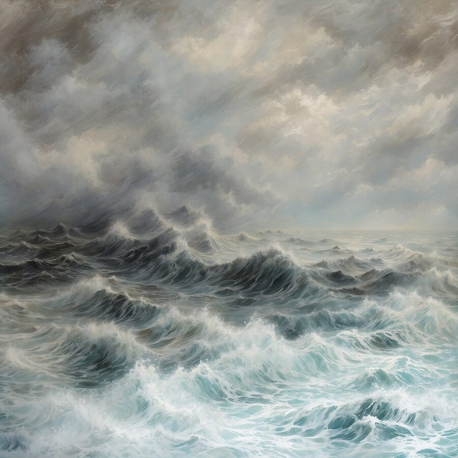 Peinture de vagues dans l'océan