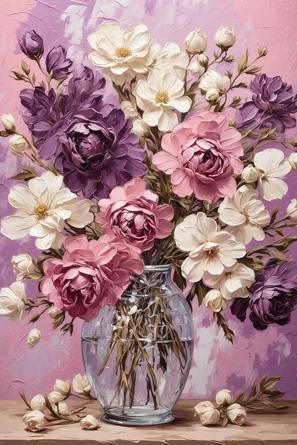 Peinture de fleurs dans un vase Peinture de fleurs dans un vase