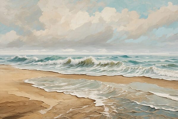 Peinture de vagues s'écrasant sur une plage Peinture de vagues s'écrasant sur une plage