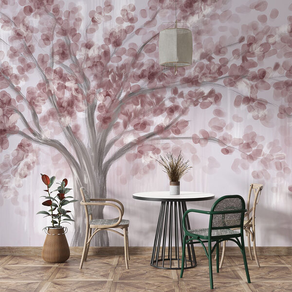 Peinture d'un arbre aux feuilles roses Peinture d'un arbre aux feuilles roses