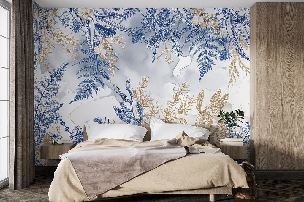 Blue and white floral pattern Blue and white floral pattern