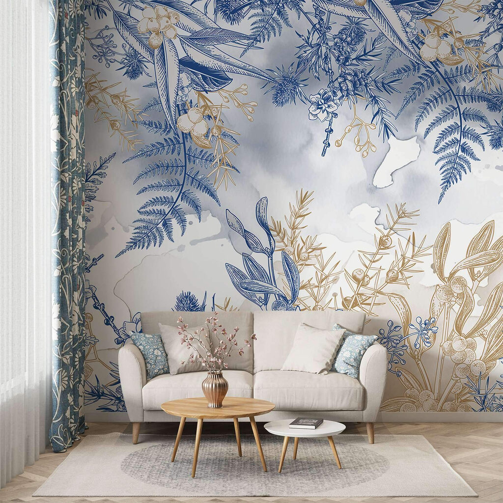 Blue and white floral pattern Blue and white floral pattern