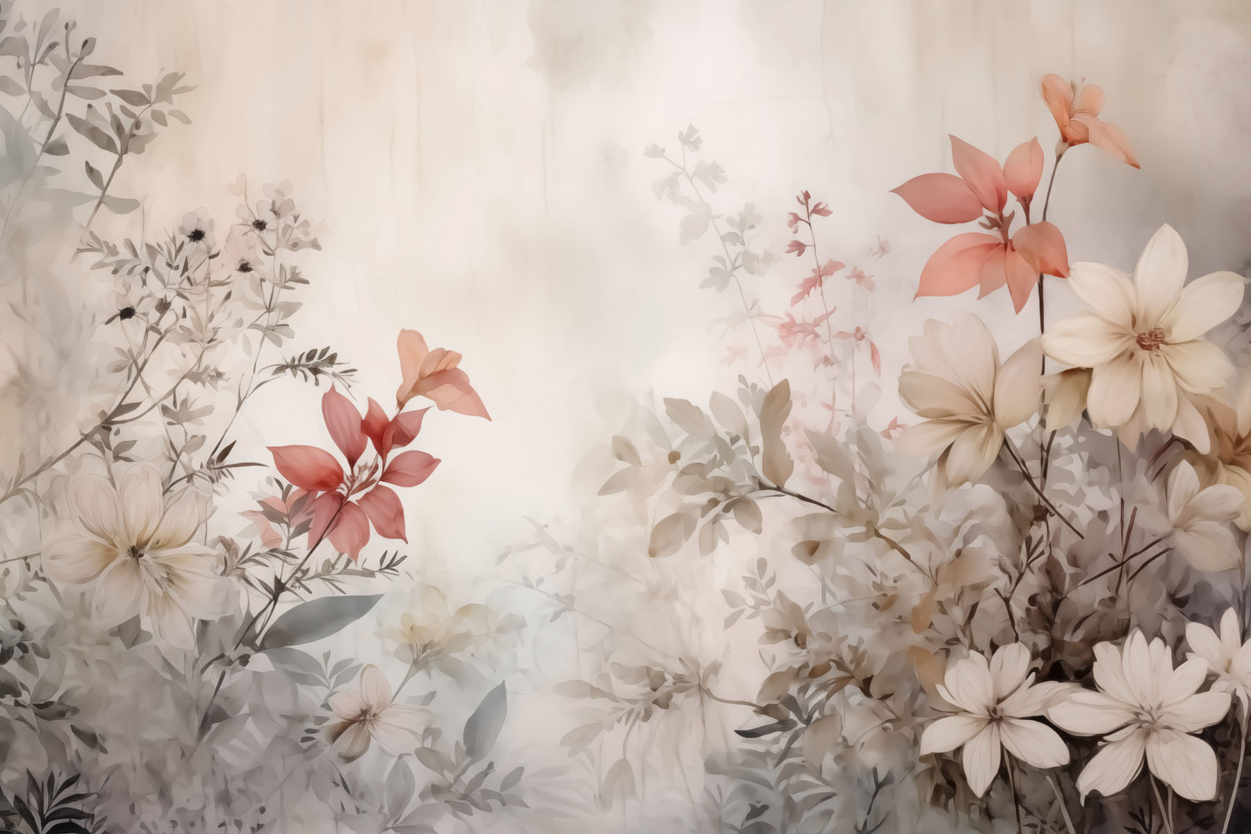 Painting of flowers on a wall Painting of flowers on a wall