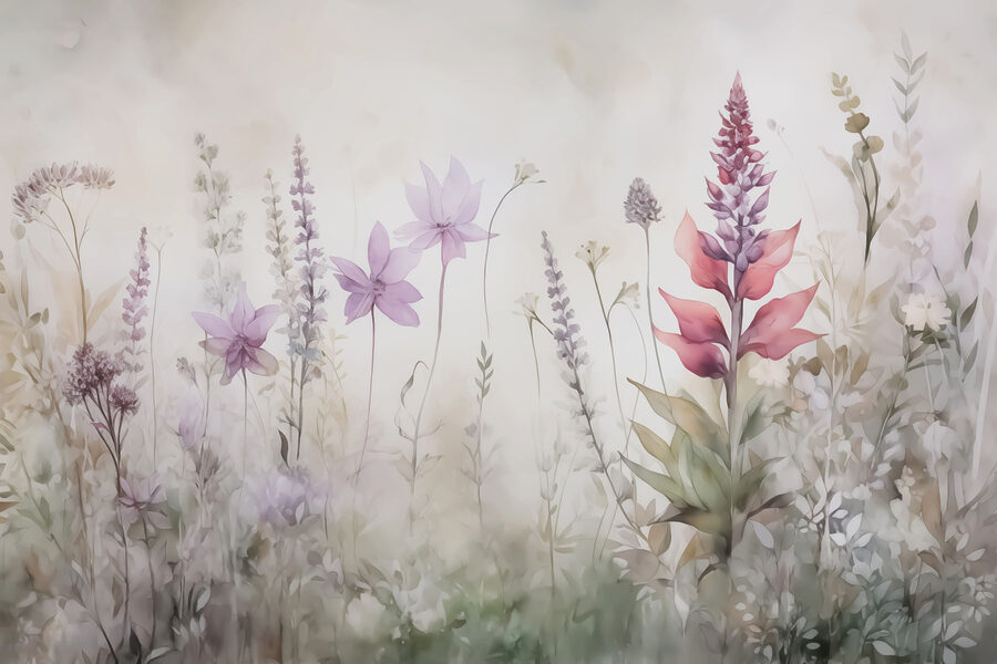 Peinture de fleurs dans un champ