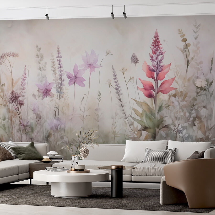 Peinture de fleurs dans un champ