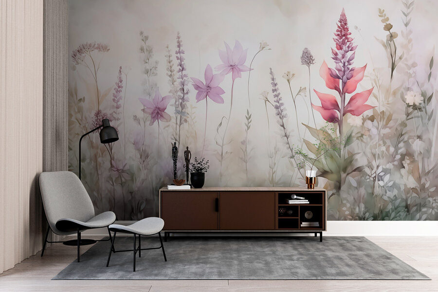 Peinture de fleurs dans un champ
