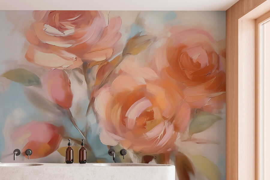 Peinture de fleurs sur une surface blanche
