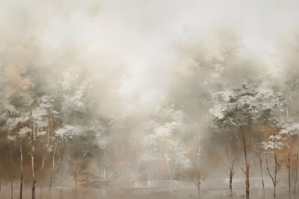 Peinture d'arbres dans le brouillard Peinture d'arbres dans le brouillard