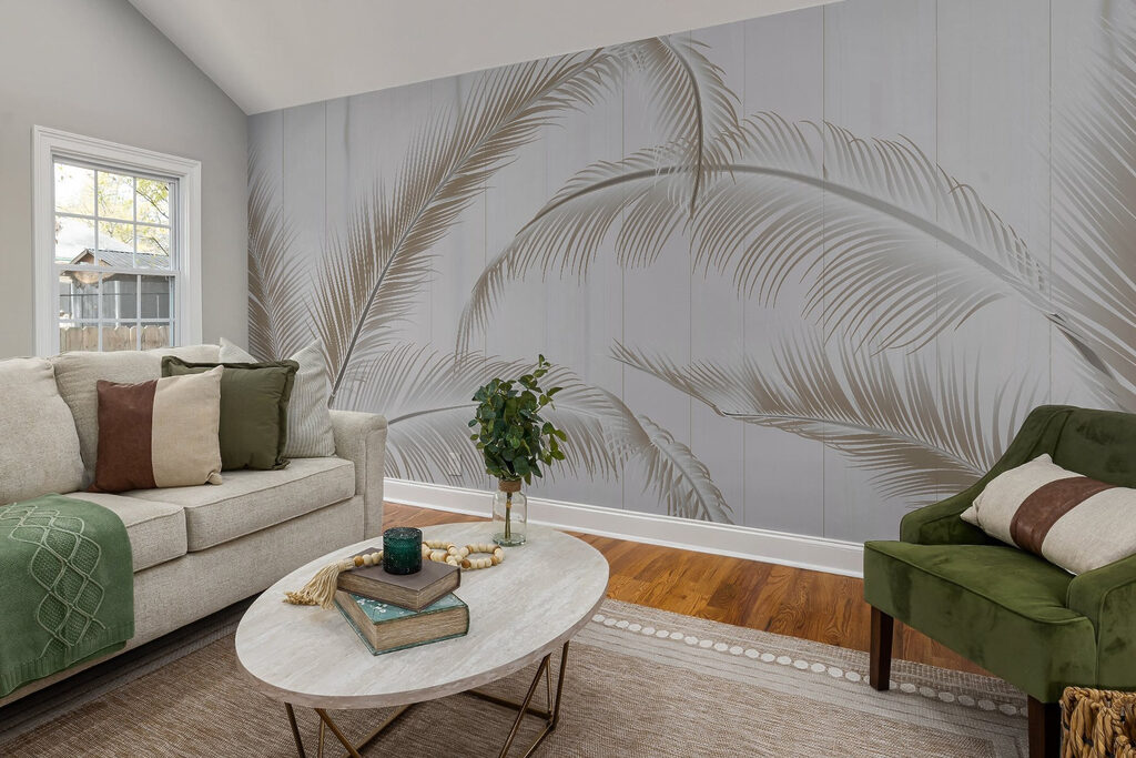 Elegant palm leaves on a light background