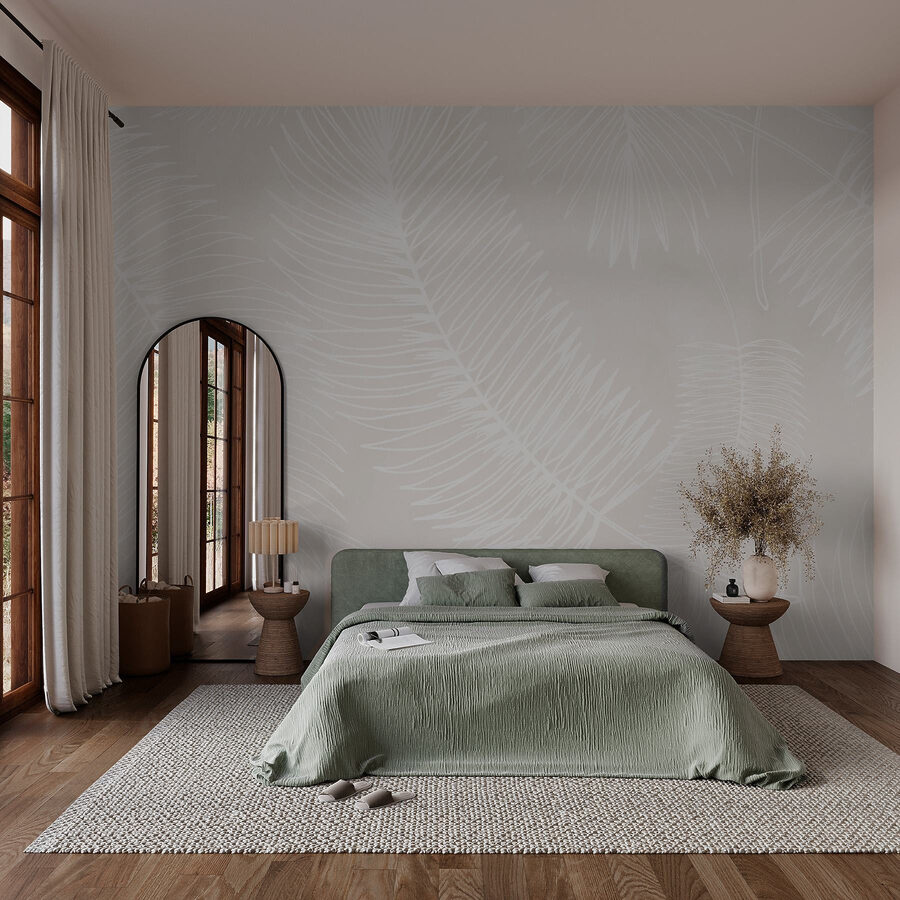 Motif blanc de feuilles