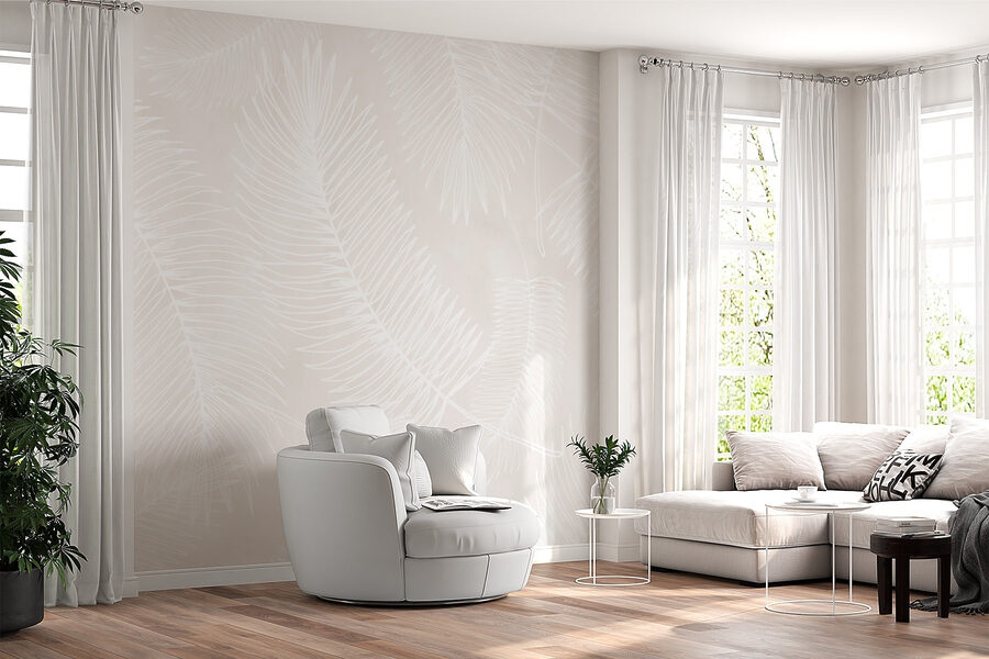 Motif blanc de feuilles