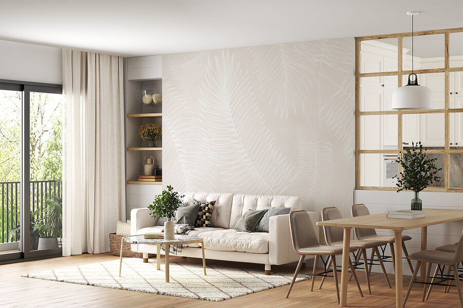 Motif blanc de feuilles