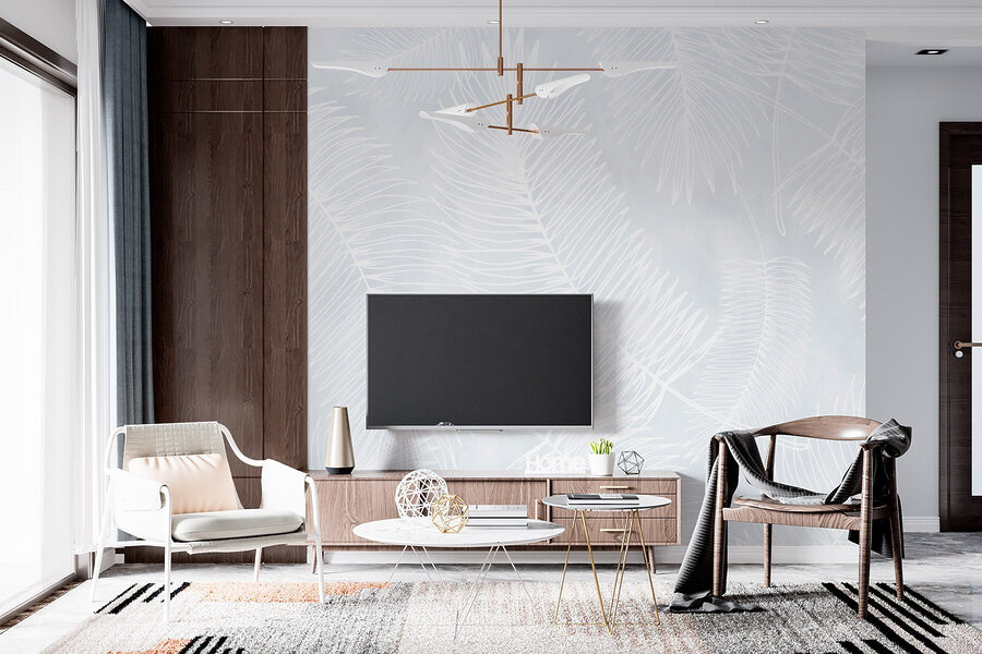 Motif blanc de feuilles