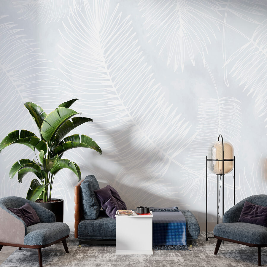 Motif blanc de feuilles