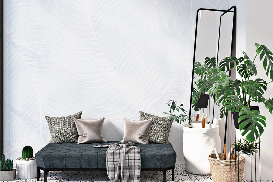 Motif blanc de feuilles