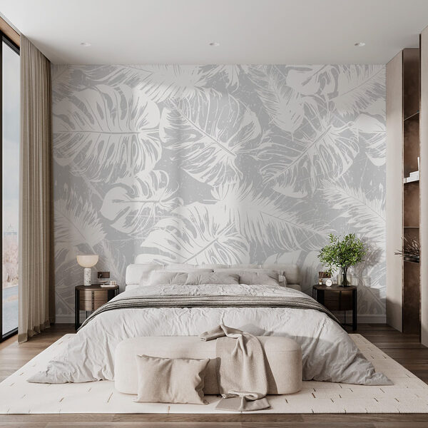 Feuilles blanches sur fond gris Feuilles blanches sur fond gris