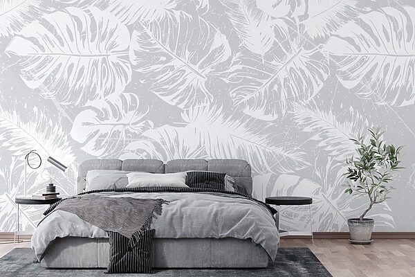 Feuilles blanches sur fond gris Feuilles blanches sur fond gris