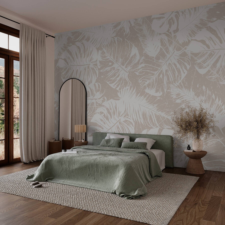 Feuilles blanches sur fond clair