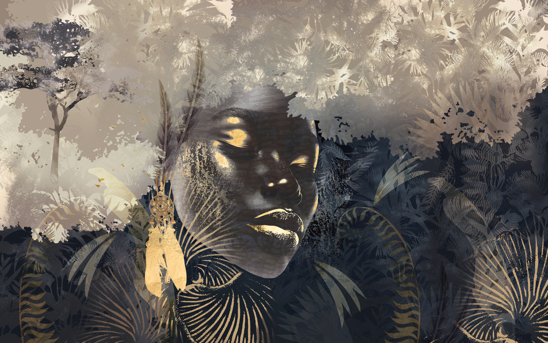 Dreamy portrait in a lush landscape Dreamy portrait in a lush landscape