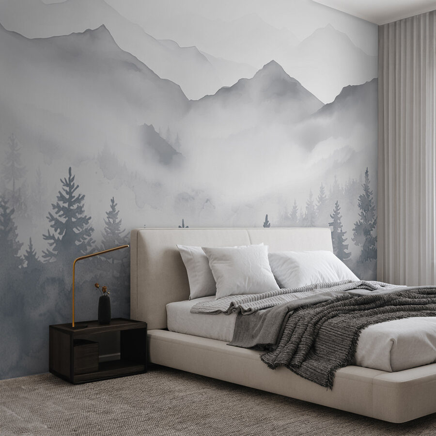 Paysage de montagnes et d'arbres