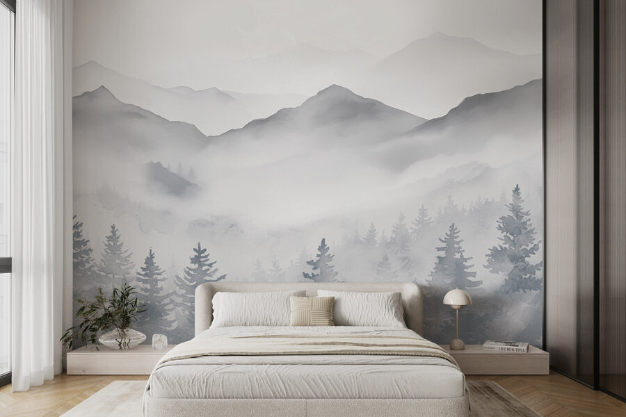 Paysage de montagnes et d'arbres