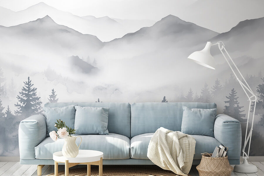 Paysage de montagnes et d'arbres