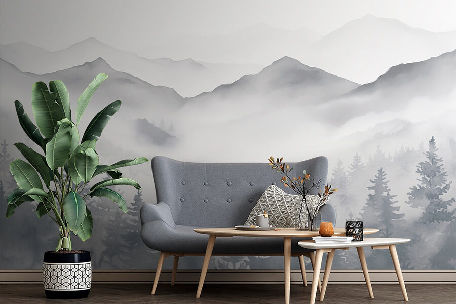 Paysage de montagnes et d'arbres