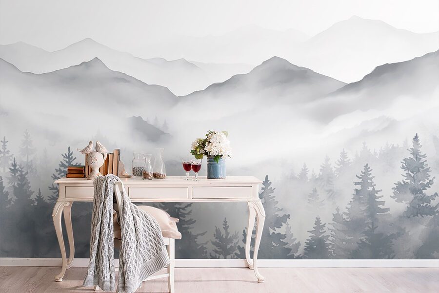 Paysage de montagnes et d'arbres
