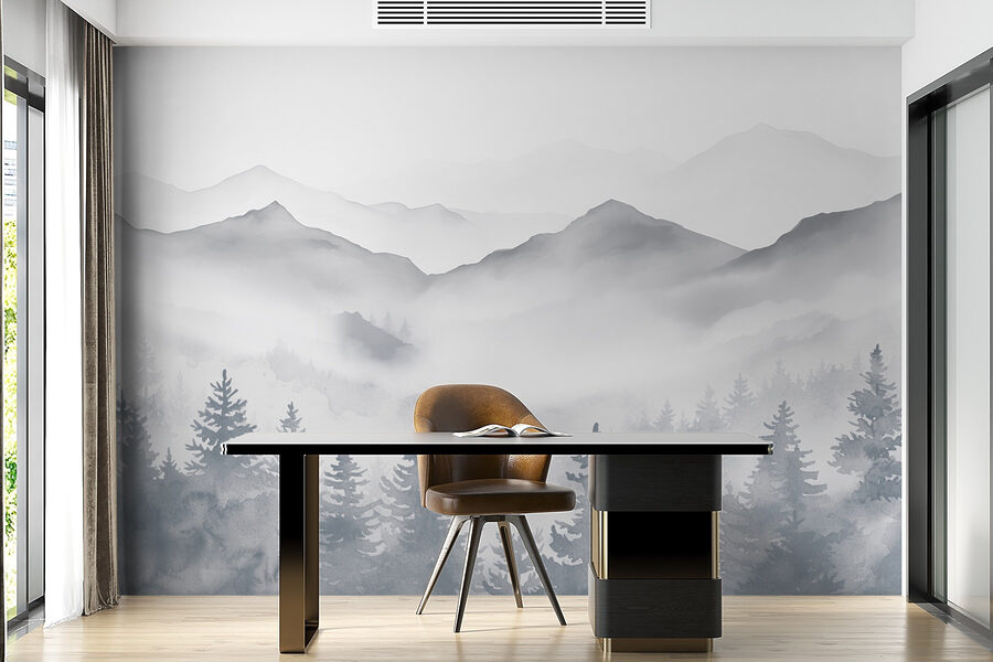Paysage de montagnes et d'arbres