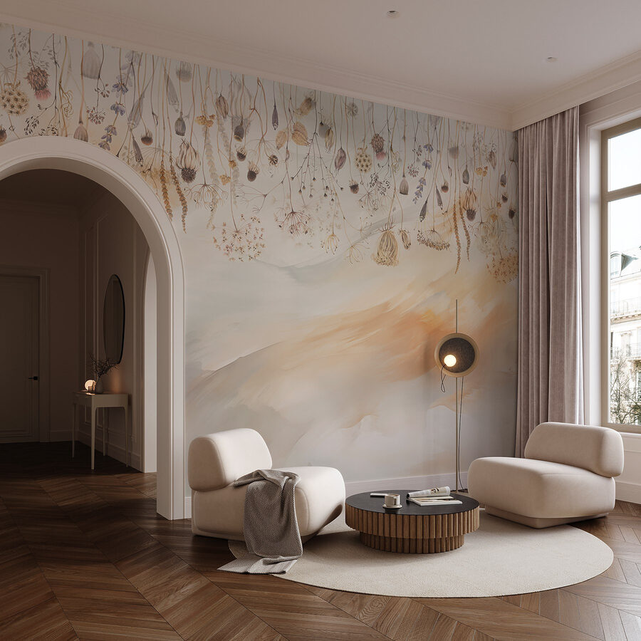 Peinture de fleurs et de plantes séchées