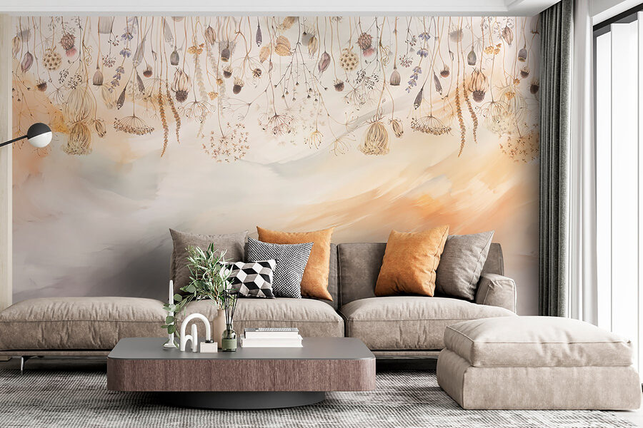 Peinture de fleurs et de plantes séchées