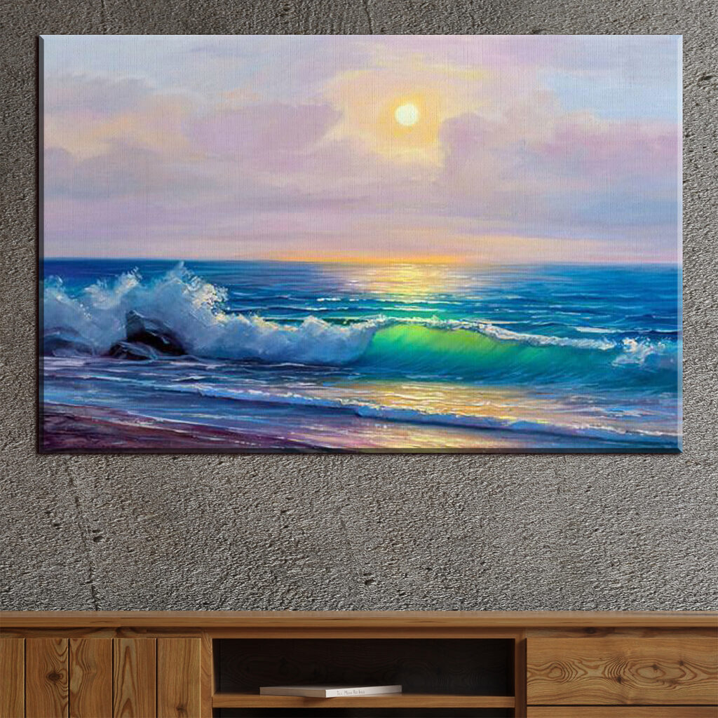 Painting of a beach with waves Painting of a beach with waves