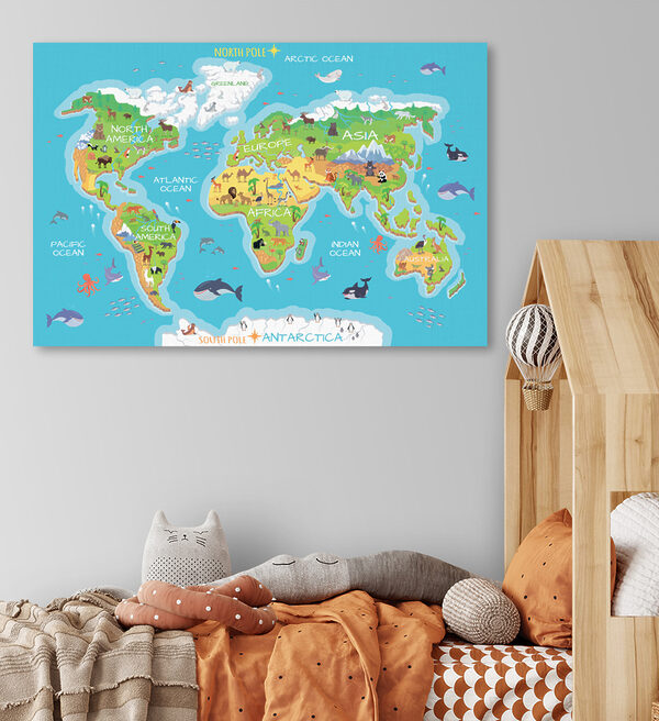 Carte du monde avec animaux Carte du monde avec animaux