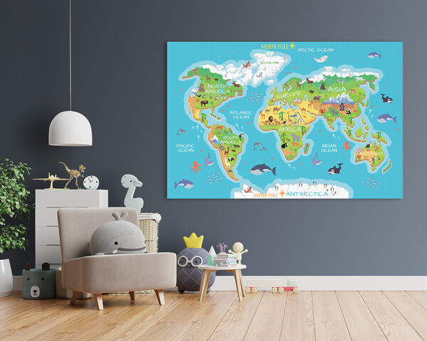 Carte du monde avec animaux Carte du monde avec animaux