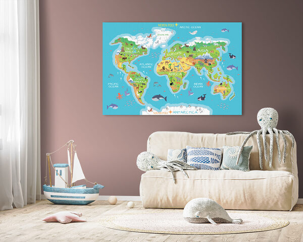 Carte du monde avec animaux Carte du monde avec animaux