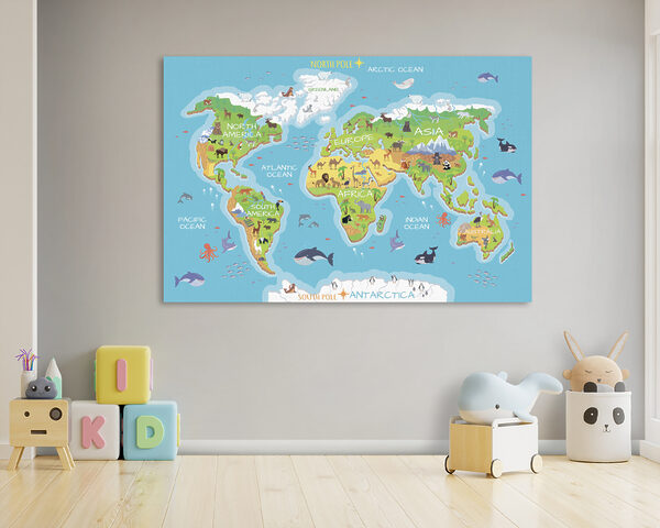 Carte du monde avec animaux Carte du monde avec animaux