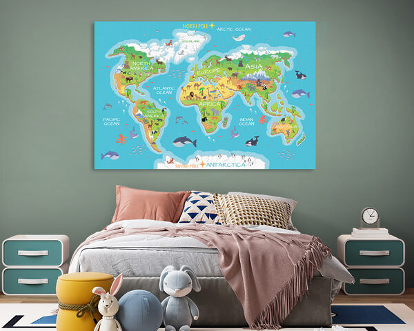 Carte du monde avec animaux Carte du monde avec animaux