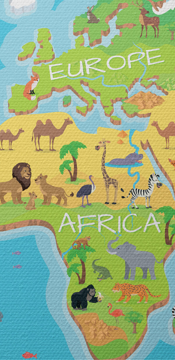 Carte du monde avec animaux Carte du monde avec animaux
