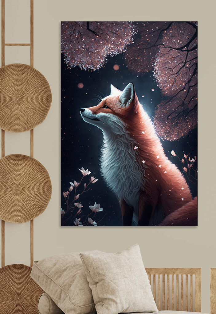 Fox looking up at the sky