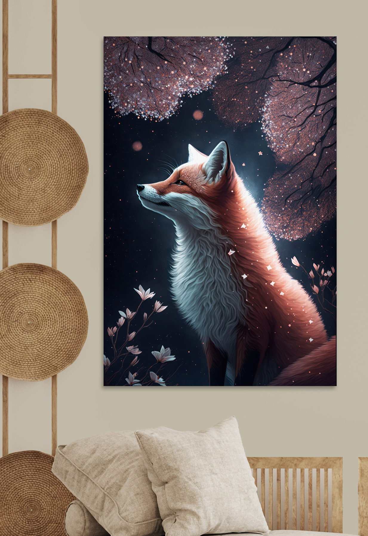 Fox looking up at the sky