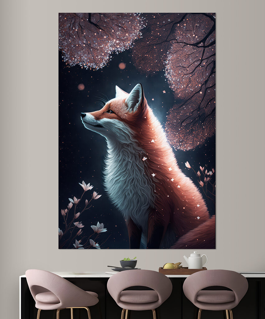 Fox looking up at the sky