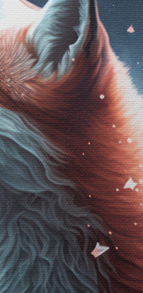 Fox looking up at the sky