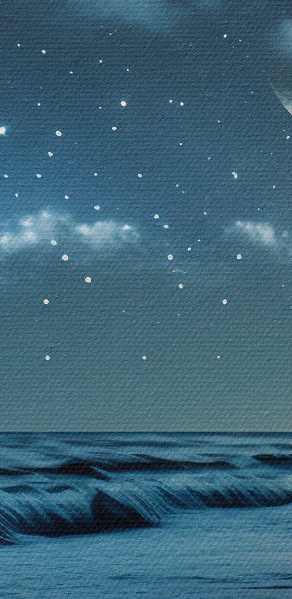 Lune et étoiles sur une plage Lune et étoiles sur une plage