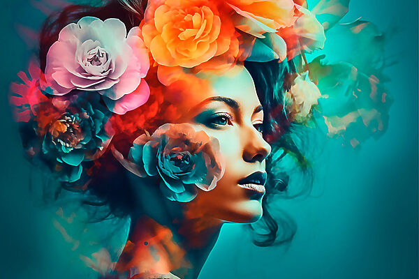 Femme avec des fleurs dans les cheveux Femme avec des fleurs dans les cheveux