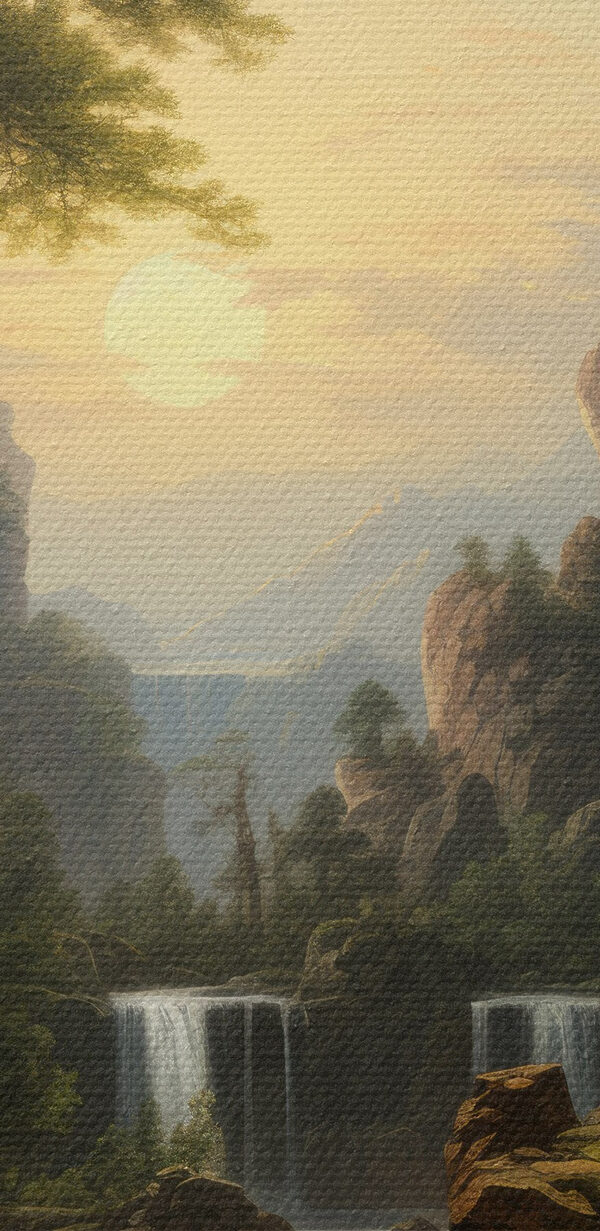 Cascade et château dans les montagnes Cascade et château dans les montagnes